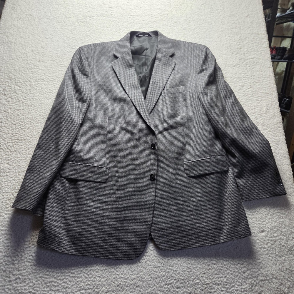 Stafford Blazer Mens 50L Gray Wool Check Tweed Sport Coat Jacket Classic Fit